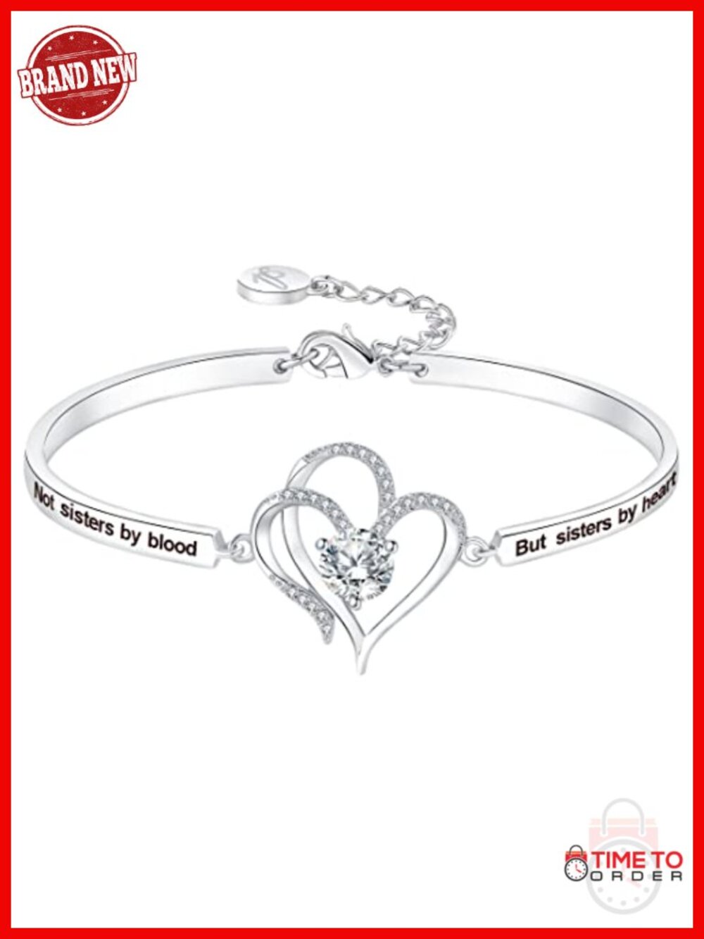 Sister Heart Bangle Bracelet - Friendship Gift for Women - Engraved Jewelry